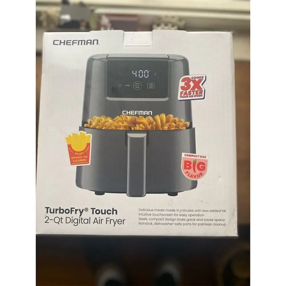 Chefman TurboFry Touch 2-Qt Digital Air Fryer Black Compact Design